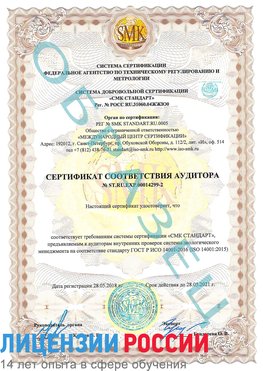 Образец сертификата соответствия аудитора Образец сертификата соответствия аудитора №ST.RU.EXP.00014299-2 Асбест Сертификат ISO 14001